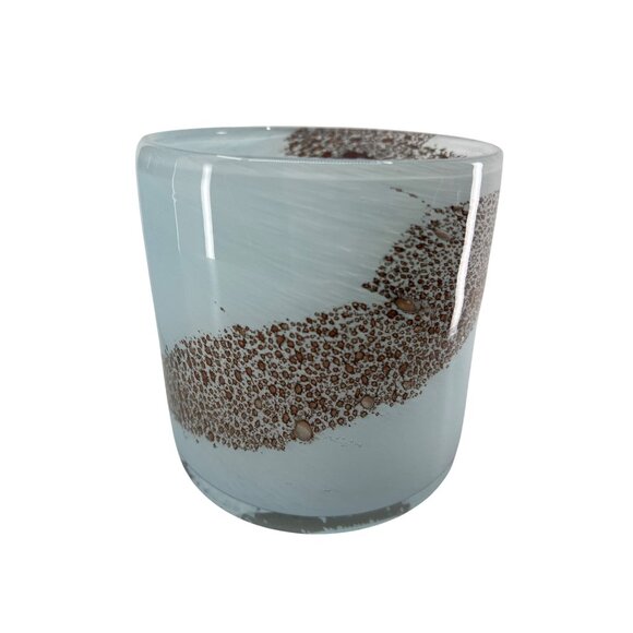 Handcrafted Blue & Copper Brown Art Glass Votive Candle Set: 10" and 4" Tall - Picture 10 of 16